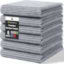 Homaxy Premium Kitchen Towels (18"x 28", 6 Pack), Large 100% Cotton Kitchen Hand Towels, Ultra Absorbent Ribbed Terry Tea Towels Set with Hanging Loop, Grey