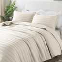 ROARINGWILD Ivory Queen Size Quilt Bedding Sets with 2 Pillow Shams, Full Lightweight Soft Bedspread Coverlet, Quilted Blanket Thin Comforter Bed Cover for All Season, 3 Pieces, 90x90 inches (Ivory (Yellow Tint))