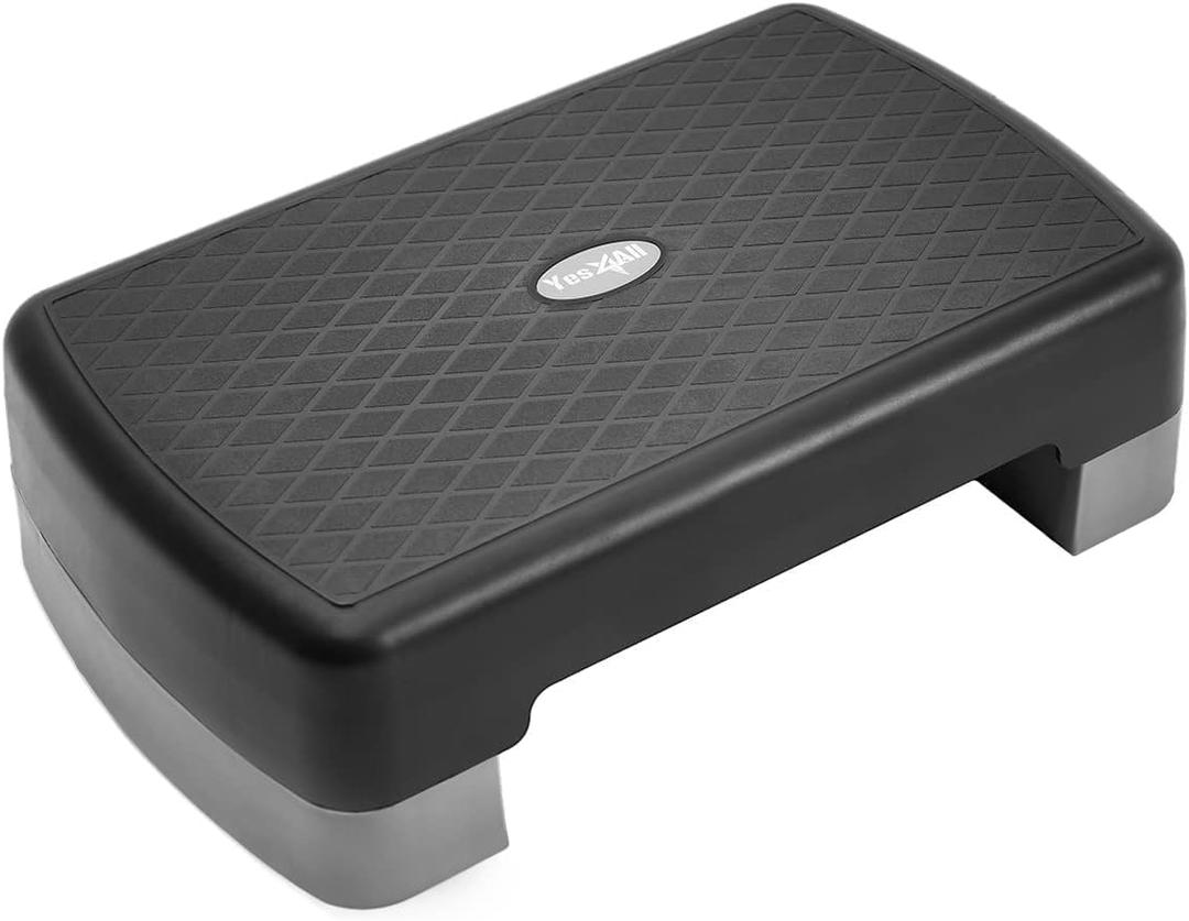 Yes4All 18.1" Aerobic Exercise Step Platform with 2 Risers, Adjustable Height Workout Stepper 3" 5.1" for Home Gym Step Up Exercise & Balance Training, Mulltiple Colors (C. Cool Grey)