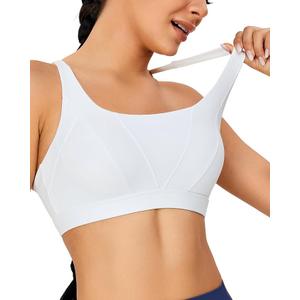 RUNNING GIRL Sports Bras for Women,High Impact Criss Cross Back White Sports Bra with Molded Cup with Sewn in Pads(WX3122_White_M)