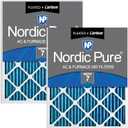 Nordic Pure 20x20x1 (Actual Size: 19 1/2 x 19 1/2 x 3/4) Pleated Air Filters MERV 7 Plus Carbon 2 Pack