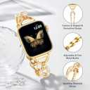 MOFREE Slim Metal Band Compatible with Apple Watch Bands for Women 38mm/40mm/41mm/42mm (Series 11/10), Thin Bracelet Strap Band for iWatch SE/9/8/7/6/5/4/3/2/1, Lightweight Dressy Women Bands Gold