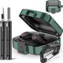 Mooyavia for Beats Fit Pro Case Cover 1st Gen 2021, with Safety Lock Carbon Fiber Shock-Absorbing Beat Fit Pro 1st Gen Protector with Accessories Keychain/Zipper Storage Bag/Cleaner Kit - Green