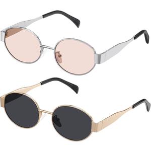 Retro Oval Sunglasses - Sunglasses for women,Fashion Sunglasses,Classic Shades UV400 Protection, 2 Pack Sunglasses