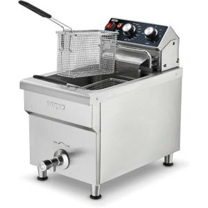 Waring Deep Fryer with 15 lb Capacity & Variable Temperature Control | 15 lb Capacity, Front Mounted Drain Spigot, Two Half-Size Baskets, 15lb of French Fries an Hour, Variable Temperature Control
