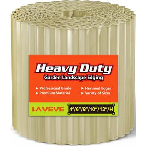 LAVEVE Corrugated Metal Garden Edging 6" x 20Ft, Landscape Edging Border for Lawn, Flower Bed, Garden Fence, Paver Edging (Cream)