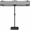 Kingdura 13ft Large Patio Umbrella with Base Included, Double-Sided Rectangle Outdoor Table Umbrella with 12 Reinforced Ribs, Crank Lift for Market Pool Deck Backyard, Light grey
