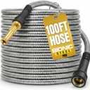 Bionic Steel PRO 100 Ft Garden Hose with Nozzle, Premium 304 Stainless Steel Metal Water Hose 100Ft Flexible Hose, Rust Proof, Lightweight, Heavy Duty, Crush Resistant Fittings, 500 PSI, 2025 Model