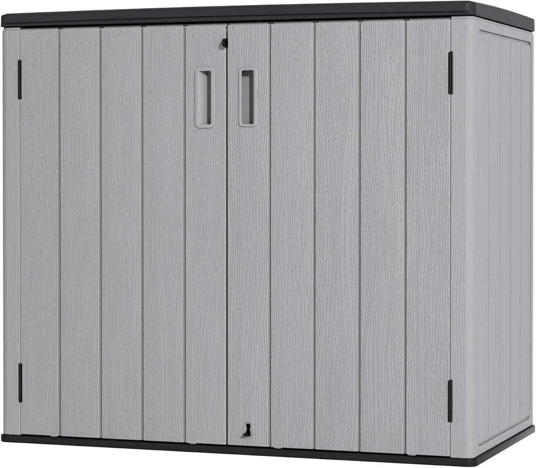 Mrosaa Large Outdoor Storage Box,Resin Sheds&Outdoor Storage Waterproof/Lockable,Outdoor Storage Cabinets for Balcony,Garage,Backyard (37Cu.ft-Pale Grey)