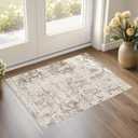 UERMEI 2x3 Entryway Area Rug: Washable Neutral Modern Abstract Small Rug - Non-Slip Low Pile Throw Indoor Carpet for Entrance Kitchen Front Door Mat Bathroom Entry Kids Room - Dark Brown