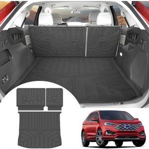 Cargo Mat with Seat Back Cover Fit for 2015-2024 Ford Edge 5 Seats Accessories, Cargo Liner Trunk Mat TPE Trunk Liner Seat Back Protector Cargo Cover for Ford Edge(Cargo Mat+Seat Back Cover)