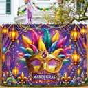 Mardi Gras Backdrop Carnival Masquerade Photography Background Mardi Gras Birthday Party Decoration Supplies (8x6FT240x180cm)