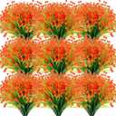 Hoteam 40 Bundles Outdoor Artificial Flowers Plants UV Resistant Outside Fake Flowers Plastic Plants Outdoor Spring Summer Seasons Decoration Shrubs Garden Porch (Orange) (Red)