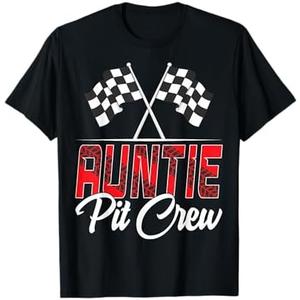 Race Car Birthday Party Racing Family Auntie Pit Crew T-Shirt, Large