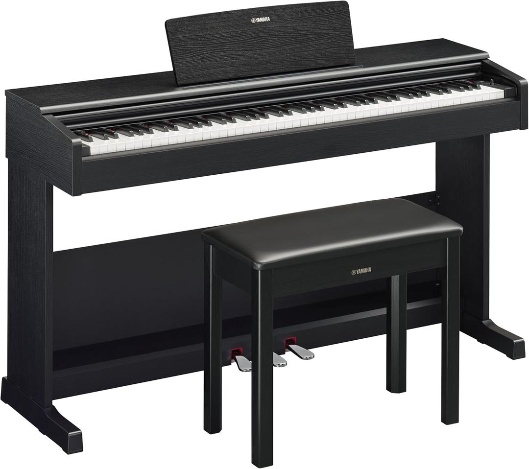 Yamaha Arius Series 88-Key Weighted Action Upright Digital Piano for Beginner and Intermediate Players, Dynamic Response, Grand Piano Sound, 3-pedal Unit, Upright Design, Bench Included, Black YDP105B