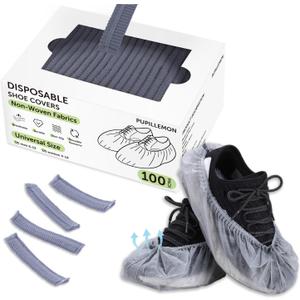 100Pcs(50 Pairs) Non-Woven Shoe Covers Disposable Non Slip for Indoors, Breathable | Durable Booties for Shoes Covers, Fits Up to Size 13 US Men (Gray)