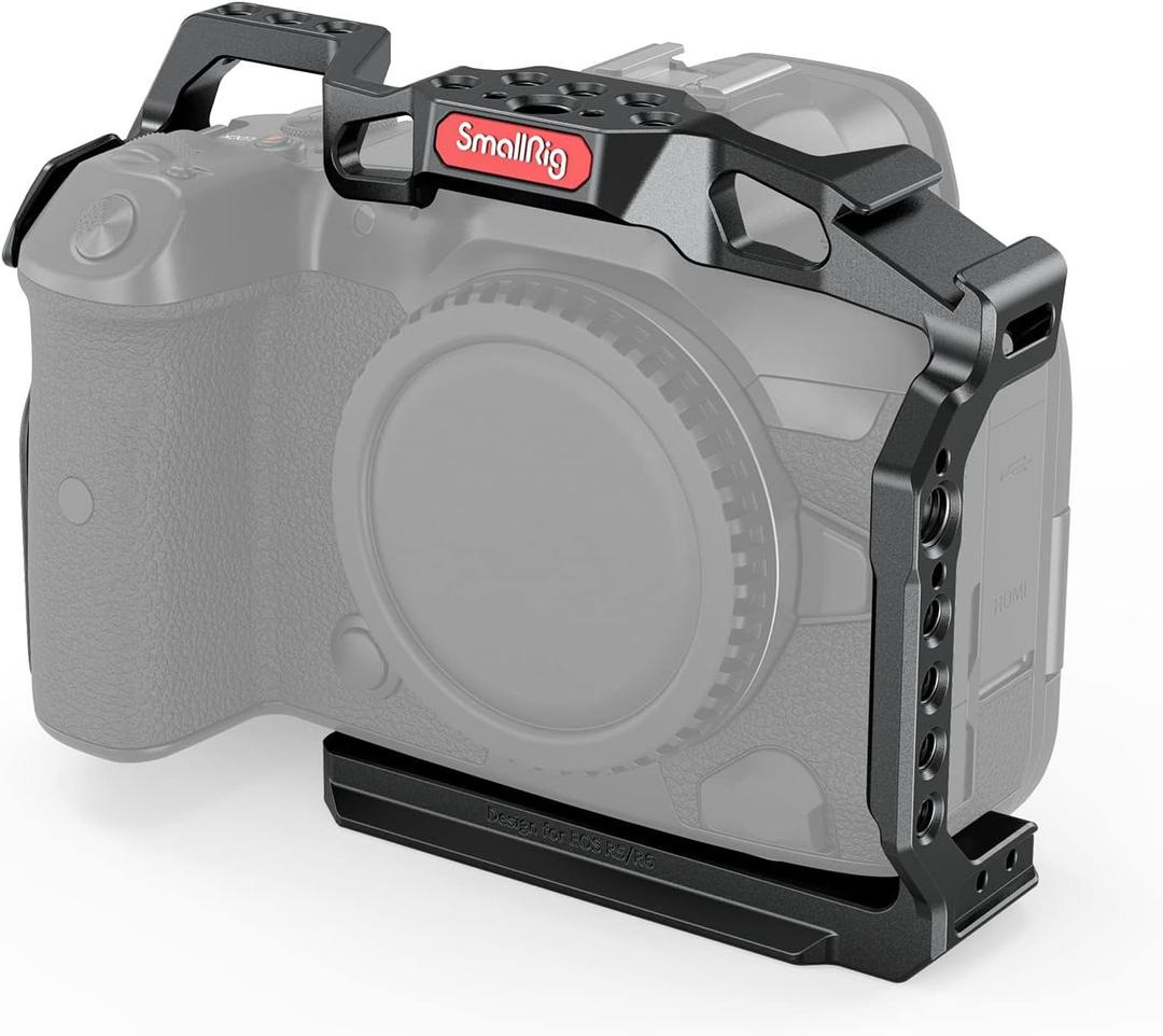 SmallRig R5 / R5 C / R6 Cage for Canon R5 R6 R5 C, Aluminum Alloy DSLR Rig Stabilizer with Cold Shoe, 1/4"-20 and 3/8"-16 Threaded Holes for Filmmaking, Video Shooting 2982B