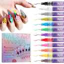 12 Colors Nail Art Pens Set, EBANKU Nail Polish Pens Quick-Drying Acrylic Paint Pen Nail Point Dotting Liner Pen Tools for Home & Salon Nail Art DIY