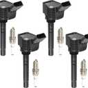 4PCS UF765 Ignition Coils + 4PCS 95125 Iridium Spark Plugs Ignition Coils Pack Fits for 2013-2019 Beetle, 2015-2020 GTI, 2014-2020 Passat, 2015-2019 A3 2.0L 3.0L, Aftermarket Parts