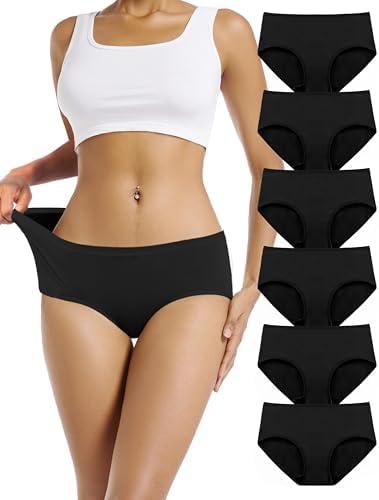 TIICHOO Underwear Women Pack Soft Cotton Mid/Low Rise Women's Panties 6 Pack, XL