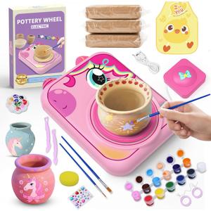 Pottery Wheel for Kids, Girls Arts and Crafts Toys for Kids Ages 8-12,Pottery Craft Kit with 3 Pack Air-Dry Clay, Art Supplies for Kids Toys Girls Birthday Gift for 6 7 8 9 10 11 12+