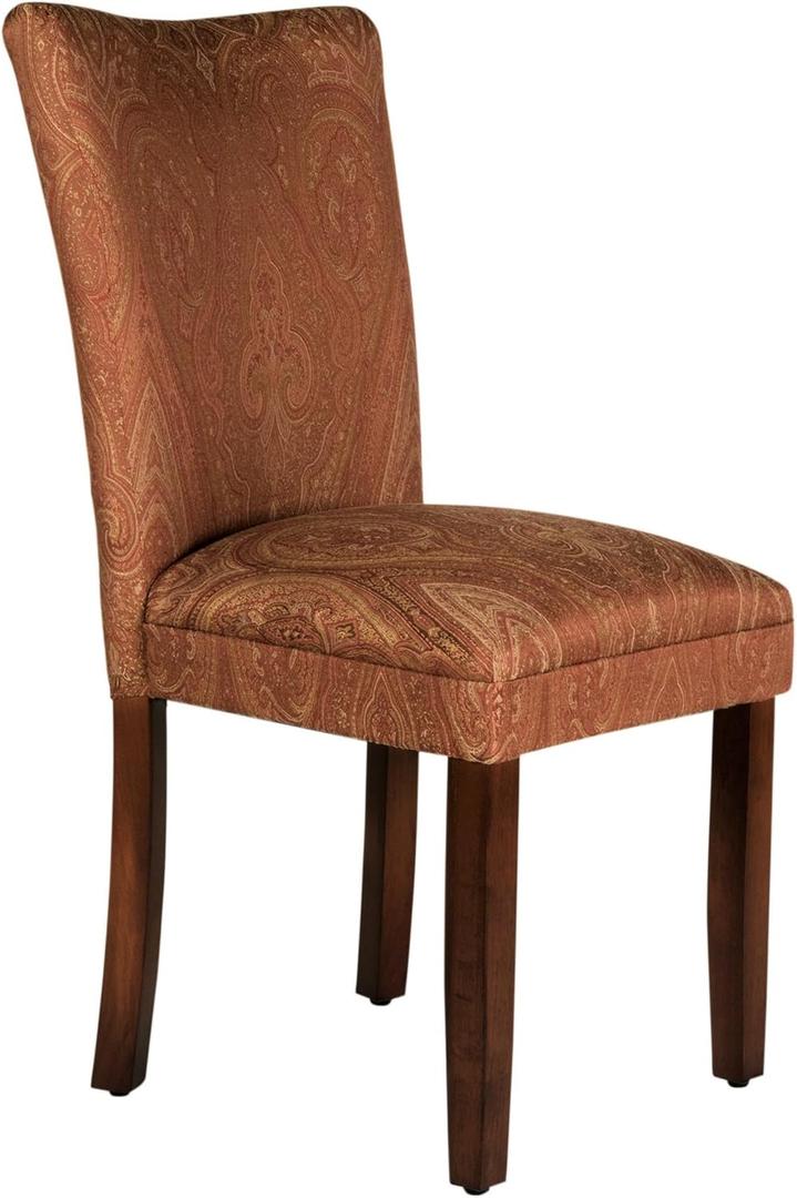 Homepop Home Decor |K1136-F765 | Classic Upholstered Parsons Dining Chair | Single Accent Dining Chair, Red & Gold Damask (brown;tan)