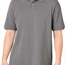 Amazon Essentials Men's Regular-Fit Cotton Pique Polo Shirt (Large, Grey)