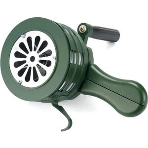 QWORK Hand Crank Siren Horn, Hand Loud Crank, Emergency Safety Manual Siren, Portable Hand Held Siren Horns Alarm, Green