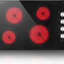 Karinear 30 Inch Electric Cooktop 4 Burners, Knob Control Ceramic Cooktop