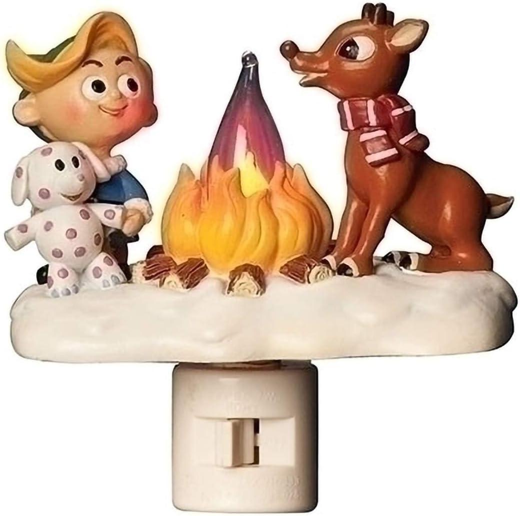 Roman Rudolph and Elf Friend 4.5 Inch Polyresin Swivel Plug Flickering Night Light