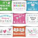 9 Pcs Mahjong Cosmetic Bag Gifts for Women Mahjong Makeup Bag Mah Jong Zippered Pouch for Lover Player Mothers Birthday Party Lucky Mah Jong Gift Coquette Accessories (Styles 1)