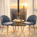 Lightdot Dining Chairs Set of 2 Modern Linen Fabric Upholstered Side Chairs Light Gray Dining Chairs Set of 2, Linen Fabric Upholstered Side Chairs, Ergonomic Curved Backrest with Wood‑Grain Metal Legs
