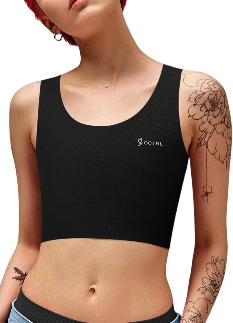 Chest Binder Transgender FTM Binder Trans Breast Binder Bra for Large Breast (Black, XXL)