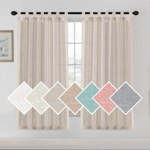 2 Pack Linen Elegant Curtains 72 Inches Long 7 Tab Top Breathable and Airy Drapes for Bedroom/Livingroom/Farmhouse (Linen, 52'' x 72'')