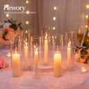 Hewory Hurricane Glass Candle Holders: 10 PCS Clear Open Ended Cylinder Candle Holder Sleeve for Candlestick Holders - Taper Candle Holder Bulk for Wedding Christmas Centerpiece Decor (D 2.5" x H 11")