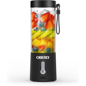 Portable Blender for Shakes and Smoothies, OBERLY 18oz Cordless Personal Travel Small Blender for Protein with USB Rechargeable Battery, Stainless Steel Blades, Mini Travel Bottle, On the Go