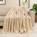 TOONOW Fleece Blanket Textured Fuzzy Plush Throw Blanket Twin Size 60" x 80", Super Soft Fluffy Bed Blanket Geometric Pattern Comfy Microfiber Flannel Blankets for Couch, Bed, Sofa, Apricot