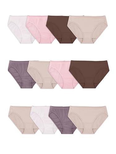Fruit of the Loom Women's Eversoft Cotton Underwear Multipacks, Tag Free & Breathable, Bikini-Assorted Body Tones, 6, PCS 12