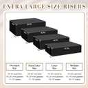 Leinuosen 4 Pcs Extra Large Acrylic Buffet Risers for Food Display Stands Box, 20.7" 19.7" 18.7" 17.7" Rectangle Catering Supplies for Weeding Dessert Table Brunch Setup Decor, Hollow Bottom(Black)