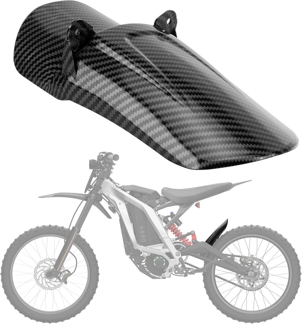 Carbon Fiber Rear Guard - PSLER Motorcycle Wheel Rear Mudguard Mud Guard for Light Bee X/S and Segway X160 / X260 Electric Dirt Bike Patrs, Carbon Fiber Color, ABS Plastics