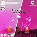 Flamingo Neon Sign - Pink LED Neon Lights USB/Battery Powered Room Decor for Bedroom, Party, Bar, Birthday Gifts for Women and Girls