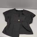 MakeMeChic Women's V Neck Blazer Top Single Button Short Sleeve Plain Office Suit Blazers (Black, S)