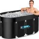 iCool Oval Ice Bath Tub | 130 Gal XL Large Highly Insulated Portable Cold Plunge Tub | Foldable & Inflatable Full-Body Cold Tub for Athletes Recovery at Home, Outdoors, Gym Use | Designed in the US