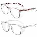 Alsenor Safety Glasses Anti Fog Goggles Protective Eyewear Blue Light Blocking Anti Dust UV Protection Glasses For Men Women (2 Pack(new-leopard+grey))