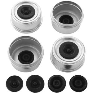 4 PCS 2.44'' Trailer Hub Dust Cap Trailer Axle Grease Cap with 8 Rubber Plugs, Steel Wheel Bearing Dust Caps Fit for Most Standard 5200 to 6000 Pound Axles Boat Dexter EZ Lube Trailer Camper RV