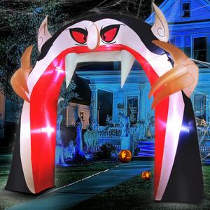 TURNMEON 8 Feet Giant Halloween Inflatables Vampire Archway Outdoor Decorations Blow Ups with Build-in LED Light Inflatable Arch Halloween Yard Decor for Outside Lawn Scary Holiday Party Decorations