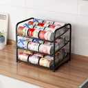 Can Rack Organizer, 3 Tier Stackable Can Storage Dispenser,for Food Storage, Kitchen or Pantry, Storage for 36 Cans, Black