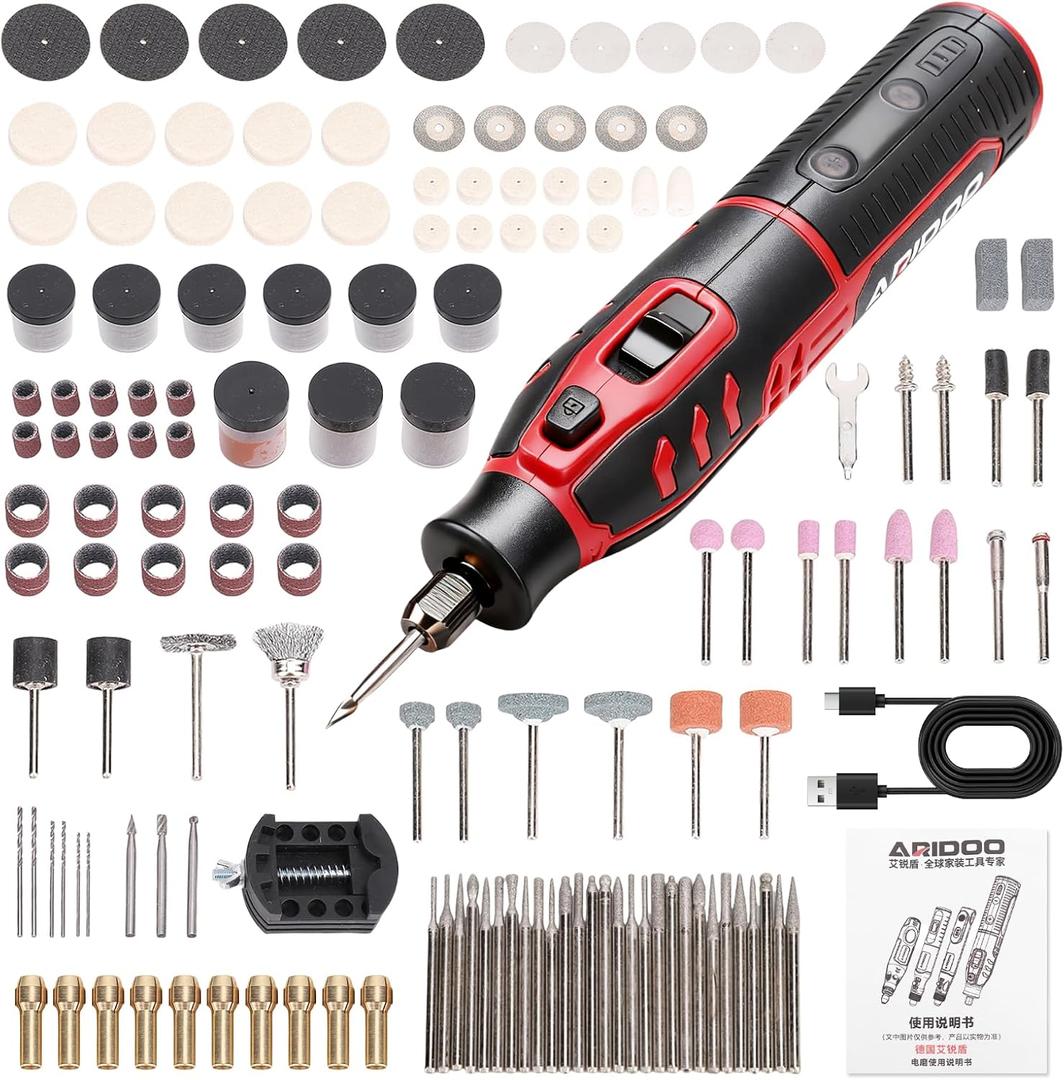 Mini Cordless Rotary Tool Kit, 6-Speed and USB Charging with 138 Accessories, Multi-Purpose 4.2V Power Rotary Tool for Sanding, Polishing, Drilling, Etching, Engraving, DIY Crafts