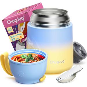 Thermo for Hot Food for Adults Kids | Wide Mouth, 18 oz Insulated Food Jar with Spoon, Leakproof Soup Thermo for School Office Travel, Thermal Steel Lunch Container Easy to Carry (Light Blue) (18 Fluid Ounces)