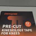 12 Pack Precut Kinesiology Tape for Knees & Shoulder, Knee Support & Stability for Sports, Waterproof & Elastic Tape for Knee Pain Relief, Breathable Hypoallergenic & Latex-Free, Black